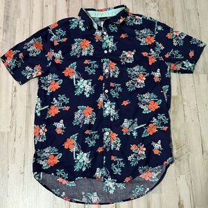 Star Wars Mens Blue Hawaiian Button Up Storm Trooper Vader Empire Size M